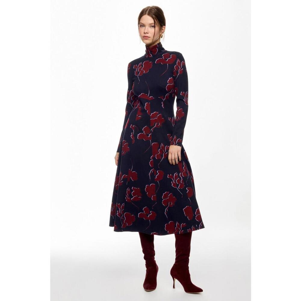 Tanya Taylor Dark Floral Thea Dress Blue Size L